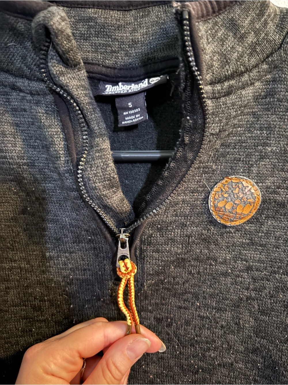 Timberland Kids Gray Half-Zip Sweater with Embroidered Logo